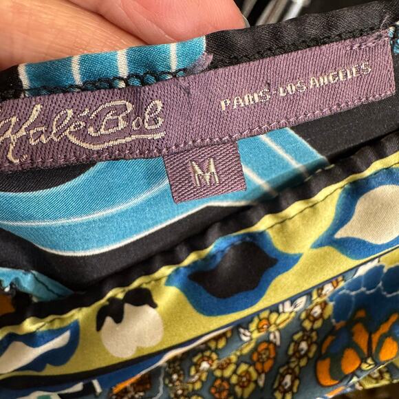 Hale Bob Vintage Silk Printed V Neck Baby Doll Mini Dress Tunic Y2K Sz M - Picture 10 of 13